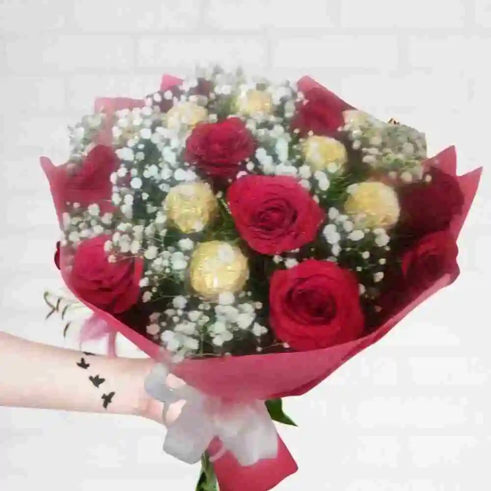 Order Romantic Chocolate and Rose Bouquet